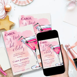 Invitación Un Tini Un Poco Más Antiguo Cóctel Martini Rosa Cu