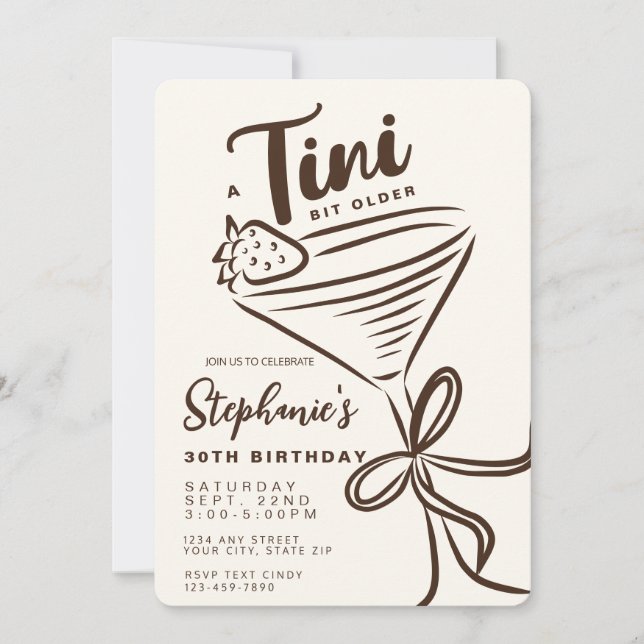 Invitación Un Tini un poco más viejo 30 cumpleaños estético (Anverso)
