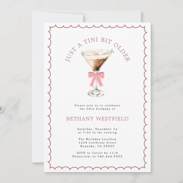 Invitación Un Tini Un Poco Más Viejo Espresso Martini 60 Cump (Anverso)