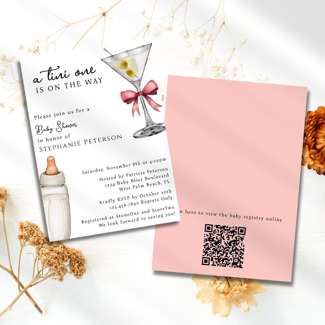 Invitación Un Tini Un Rosa Martini Código QR Baby Shower (Subido por el creador)