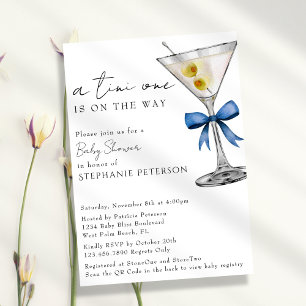 Invitación Un Tini Un Simple Minimalista Azul Baby Shower Mar