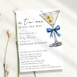 Invitación Un Tini Un Simple Mínimo Azul Martini Baby Shower