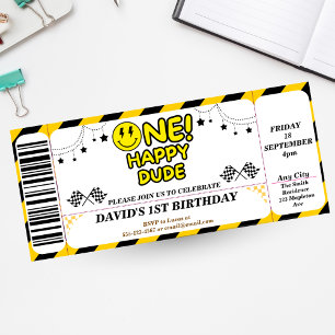 Invitación un tipo feliz cumpleaños Ticket Style Guay Dude