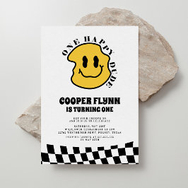Invitación Un tipo feliz Face Boy 1er cumpleaños
