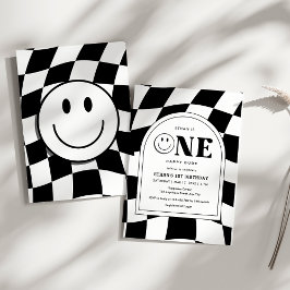 Invitación Un tipo feliz Face Boy 1er cumpleaños