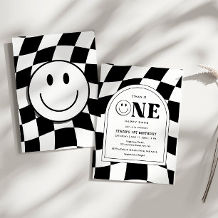 Invitación Un tipo feliz Face Boy 1er cumpleaños