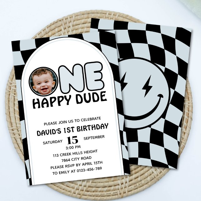 Invitación Un tipo feliz Groovy Boy Photo Birday (Subido por el creador)