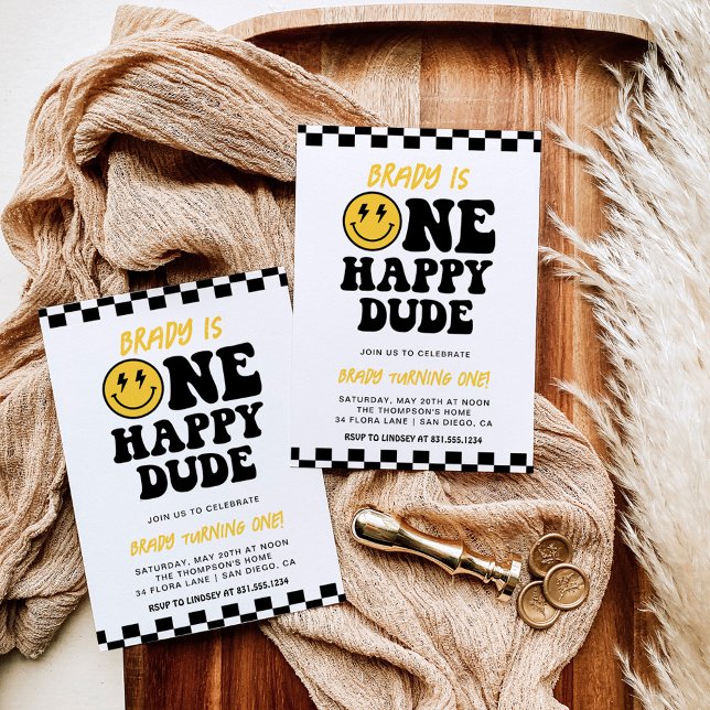 Invitación Un tipo feliz | Sonrisa Face Boy 1er cumpleaños (Subido por el creador)