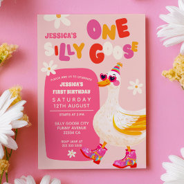 Invitación Un tonto Goose Groovy niños de verano primer cumpl