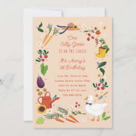 Invitación Un tonto granjero de gallina de oca tema de jardín