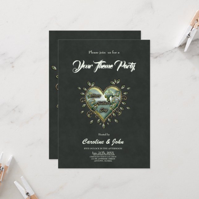 Invitación Un toque de elegancia: Feliz Día de la Madre. (Anverso/Reverso In Situ)