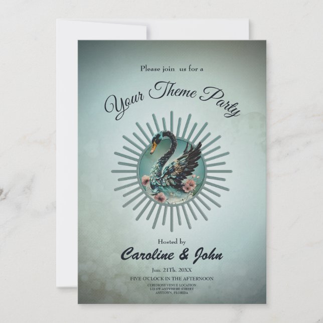 Invitación Un toque de fantasía y elegancia, el cisne del sue (Anverso)