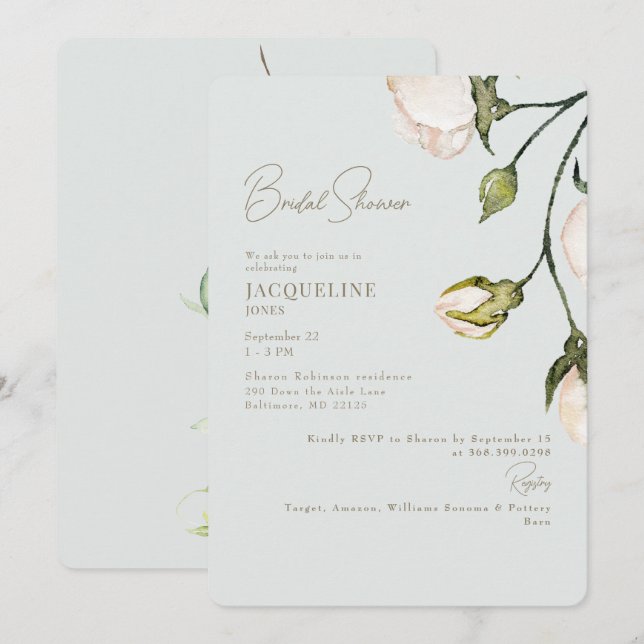 Invitación Un toque de la ducha de novia botánica de Rubor Sa (Anverso / Reverso)