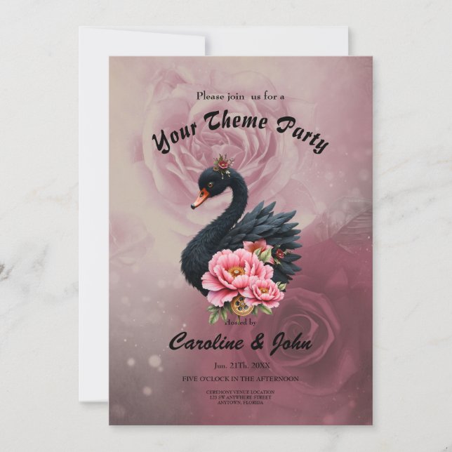 Invitación Un toque de rosa y brillo de cisne.  (Anverso)