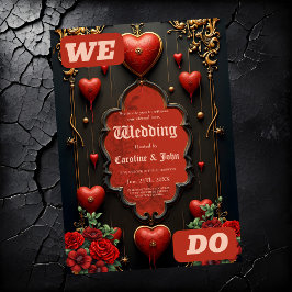 Invitación Un toque gótico, corazones y conexión eterna.