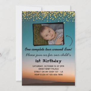 Invitación Un tour alrededor del Sol - Foto Primer cumpleaños