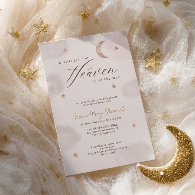 Invitación Un trozo de celeste Baby Shower en el cielo (A Little Piece of Heaven Celestial Baby Shower Invitation)