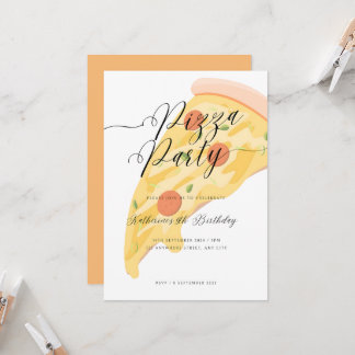 Invitación ¡Un trozo de diversión! Acuarela Pizza Fiesta Cump