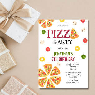 Invitación Un Trozo De Niños Fiestas De Pizza Divertidos Cump