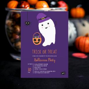 Invitación Un truco lindo para los niños dulces fantasmas fie