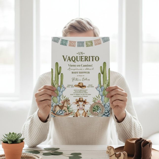 Invitación un vaquerito viene en camino rodeo baby shower (Subido por el creador)