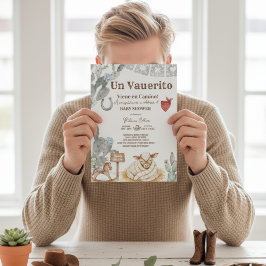 Invitación un vaquerito viene en camino rodeo baby shower