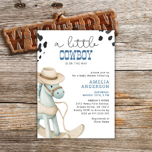 Invitación Un Vaquero Está En Camino De La Baby Shower De Boy