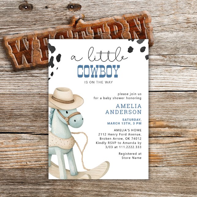 Invitación Un Vaquero Está En Camino De La Baby Shower De Boy (Subido por el creador)