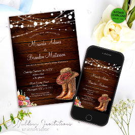 Invitación Un vaquero ruso bota a Boda occidental