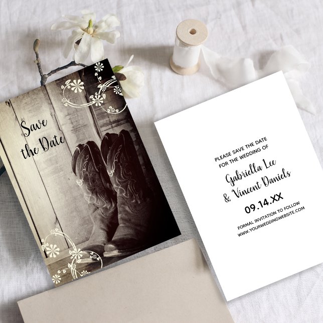 Invitación Un vaquero rústico bota la boda occidental para sa (Subido por el creador)