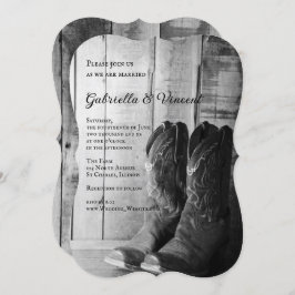 Invitación Un vaquero rústico bota matrimonio en el campo