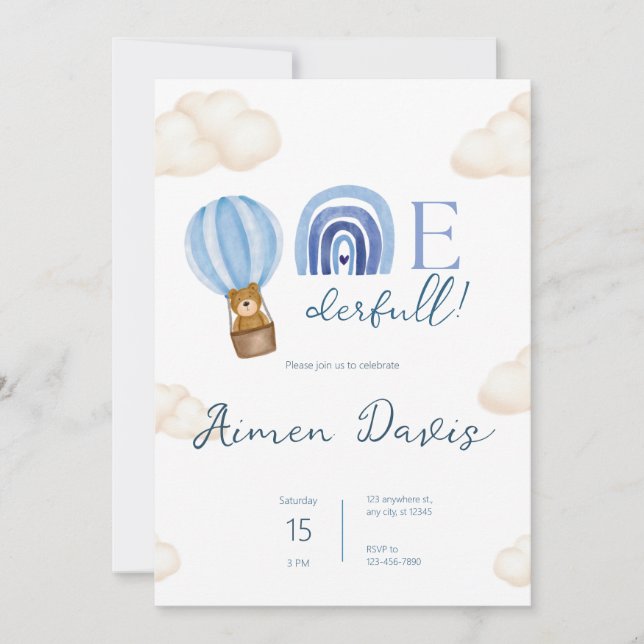 Invitación ¡Un Verdadero! Primer cumpleaños (Anverso)