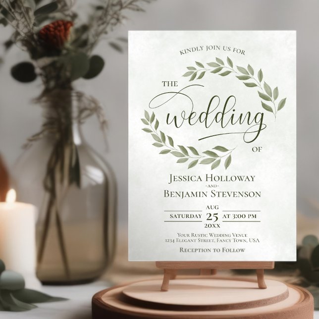 Invitación Un verde sabio rústico deja a un Boda elegante de  (Subido por el creador)