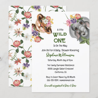 Invitación Un zoológico de animales salvajes de la jungla flo