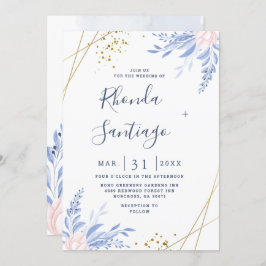 Invitación Una acuarela azul agitada y rústica deja Boda de o