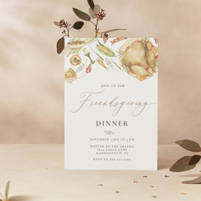 Invitación Una acuarela rústica cae a favor de la cena turca (Subido por el creador)