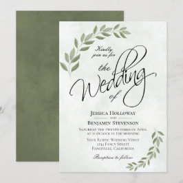 Invitación Una acuarela verde sabrosa y rústica deja al Boda