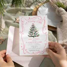 Invitación Una alegre pequeña fiesta de baby shower rosa de N