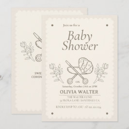 Invitación Una aventura de Stroller | Baby Shower neutro en g