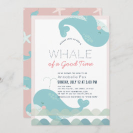 Invitación Una ballena de un Chica rosado Baby Shower