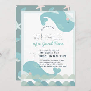 Invitación Una ballena de un chico azul en Baby Shower