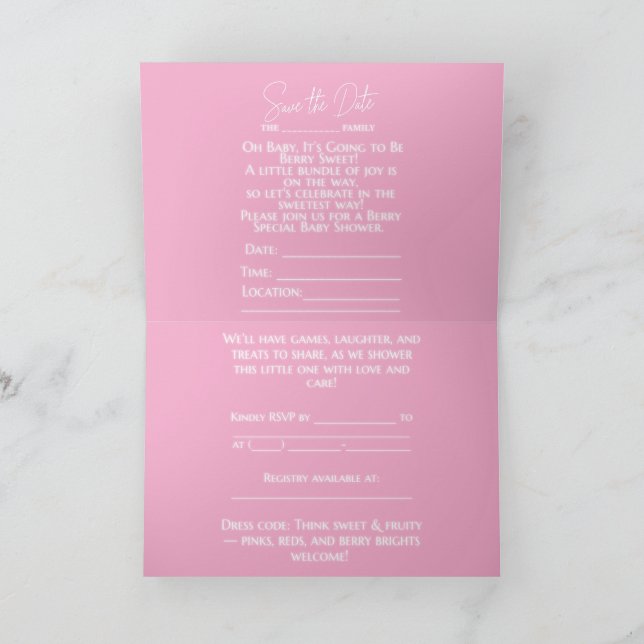 INVITACIÓN UNA BEBÉ DULCE COMO UNA FRUTA ESTÁ EN CAMINO (Interior)