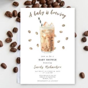 Invitación Una Bebé Está Brewando Café Helado Baby Shower