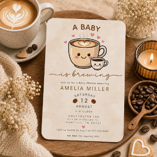 Invitación Una Bebé está Brewando Dulce Fiesta de Bebé de Caf