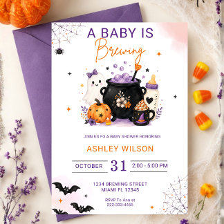 Invitación Una Bebé Está Cocinándose Fiesta de Bebé de Hallow