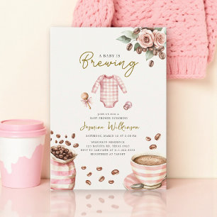 Invitación una bebé está en camino fiesta de baby shower rosa