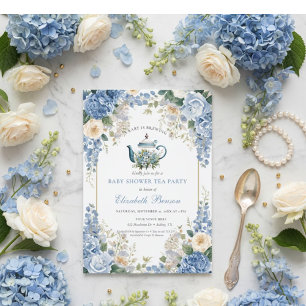 Invitación Una Bebé Está En Infusión Regalo Floral Azul de Ba