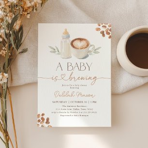 Invitación Una Bebé está Preparando Café a Cuadros Baby Showe