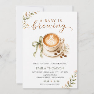 Invitación Una Bebé Está Preparando Café  Baby Shower neutral