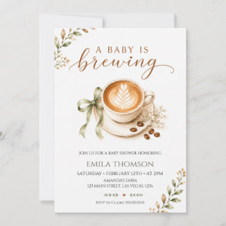 Invitación Una Bebé Está Preparando Café Baby Shower neutral
